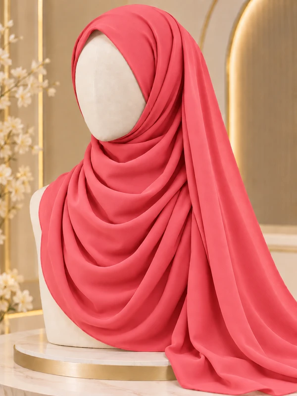 Coral Pink Premium Georgette Hijab